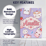 Personalised Name Kawaii Strawberry Drinks Custom  Unique Gift Idea Elegant Feature Canvas Wall Art Print Decor Picture Ready to Hang