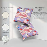 Custom Name Kawaii Strawberry Drinks and Cups on Purple Seamless Square Filled Cushion Throw Pillow Sofa Bed Home Decor Zip Washable UK Made