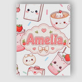 Personalised Name Cute Kawaii Strawberry Custom  Unique Gift Idea Elegant Feature Canvas Wall Art Print Decor Picture Ready to Hang