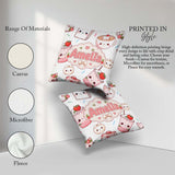 Custom Name Cute Kawaii Strawberry Drinks and Cat Cups on White Square Filled Cushion Throw Pillow Sofa Bed Home Decor Zip Washable UK Made