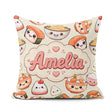 Custom Name Cute Kawaii Sushi Rice Bowls and on Cream Background Square Filled Cushion Throw Pillow Sofa Bed Home Decor Zip Washable UK Made