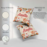 Custom Name Cute Kawaii Sushi Rice Bowls and on Cream Background Square Filled Cushion Throw Pillow Sofa Bed Home Decor Zip Washable UK Made