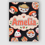 Personalised Name Cute Kawaii Sushi Rice Custom  Unique Gift Idea Elegant Feature Canvas Wall Art Print Decor Picture Ready to Hang