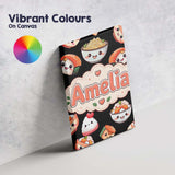 Personalised Name Cute Kawaii Sushi Rice Custom  Unique Gift Idea Elegant Feature Canvas Wall Art Print Decor Picture Ready to Hang