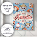 Personalised Name Cute Kawaii Sushi Rice Custom  Unique Gift Idea Elegant Feature Canvas Wall Art Print Decor Picture Ready to Hang
