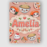 Personalised Name Cute Kawaii Sushi Rice Custom  Unique Gift Idea Elegant Feature Canvas Wall Art Print Decor Picture Ready to Hang