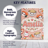 Personalised Name Cute Kawaii Sushi Rice Custom  Unique Gift Idea Elegant Feature Canvas Wall Art Print Decor Picture Ready to Hang