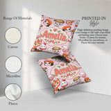 Custom Name Kawaii Sushi Rice Bowls and Noodles on Pink Seamless Square Filled Cushion Throw Pillow Sofa Bed Home Decor Zip Washable UK Made