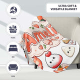 Cute Kawaii Sushi Rice Bowls and Noodles on White Background  Personalised Custom Name Super Soft Fleece Blanket Bed Sofa Throw