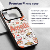 Cute Kawaii Sushi Rice Bowls and Noodles on White Custom Name Protective Phone Case Mobile Cover Durable Everyday Smartphone Shock Resistant