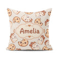 Custom Name Kawaii Cookies and Milk on Cream Background Seamless Square Filled Cushion Throw Pillow Sofa Bed Home Decor Zip Washable UK Made