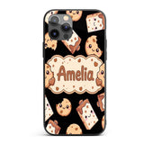 Cute Kawaii Cookies and Milk Cartons on Black Custom Name Protective Phone Case Mobile Cover Durable Everyday Smartphone Shock Resistant