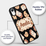 Cute Kawaii Cookies and Milk Cartons on Black Custom Name Protective Phone Case Mobile Cover Durable Everyday Smartphone Shock Resistant
