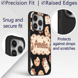 Cute Kawaii Cookies and Milk Cartons on Black Custom Name Protective Phone Case Mobile Cover Durable Everyday Smartphone Shock Resistant