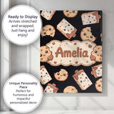 Personalised Name Cute Kawaii Cookies and Custom  Unique Gift Idea Elegant Feature Canvas Wall Art Print Decor Picture Ready to Hang