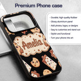 Cute Kawaii Cookies and Milk Cartons on Black Custom Name Protective Phone Case Mobile Cover Durable Everyday Smartphone Shock Resistant