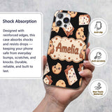Cute Kawaii Cookies and Milk Cartons on Black Custom Name Protective Phone Case Mobile Cover Durable Everyday Smartphone Shock Resistant