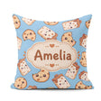 Custom Name Cookies and Milk Cartons on Blue Background Seamless Square Filled Cushion Throw Pillow Sofa Bed Home Decor Zip Washable UK Made