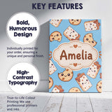 Personalised Name Cute Kawaii Cookies and Custom  Unique Gift Idea Elegant Feature Canvas Wall Art Print Decor Picture Ready to Hang