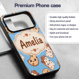 Cute Kawaii Cookies and Milk Cartons on Blue Custom Name Protective Phone Case Mobile Cover Durable Everyday Smartphone Shock Resistant