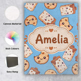 Personalised Name Cute Kawaii Cookies and Custom  Unique Gift Idea Elegant Feature Canvas Wall Art Print Decor Picture Ready to Hang