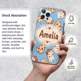Cute Kawaii Cookies and Milk Cartons on Blue Custom Name Protective Phone Case Mobile Cover Durable Everyday Smartphone Shock Resistant