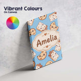 Personalised Name Cute Kawaii Cookies and Custom  Unique Gift Idea Elegant Feature Canvas Wall Art Print Decor Picture Ready to Hang