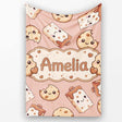 Cute Kawaii Cookies and Milk Cartons on Peach Background Seamless  Personalised Custom Name Super Soft Fleece Blanket Bed Sofa Throw