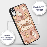 Cute Kawaii Cookies and Milk Cartons on Peach Custom Name Protective Phone Case Mobile Cover Durable Everyday Smartphone Shock Resistant