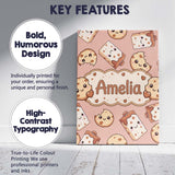 Personalised Name Cute Kawaii Cookies and Custom  Unique Gift Idea Elegant Feature Canvas Wall Art Print Decor Picture Ready to Hang