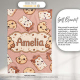 Cute Kawaii Cookies and Milk Cartons on Peach Background Seamless  Personalised Custom Name Super Soft Fleece Blanket Bed Sofa Throw