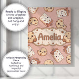 Personalised Name Cute Kawaii Cookies and Custom  Unique Gift Idea Elegant Feature Canvas Wall Art Print Decor Picture Ready to Hang