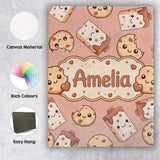 Personalised Name Cute Kawaii Cookies and Custom  Unique Gift Idea Elegant Feature Canvas Wall Art Print Decor Picture Ready to Hang