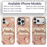 Cute Kawaii Cookies and Milk Cartons on Peach Custom Name Protective Phone Case Mobile Cover Durable Everyday Smartphone Shock Resistant