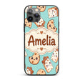 Cute Kawaii Cookies and Milk Cartons on Mint Custom Name Protective Phone Case Mobile Cover Durable Everyday Smartphone Shock Resistant