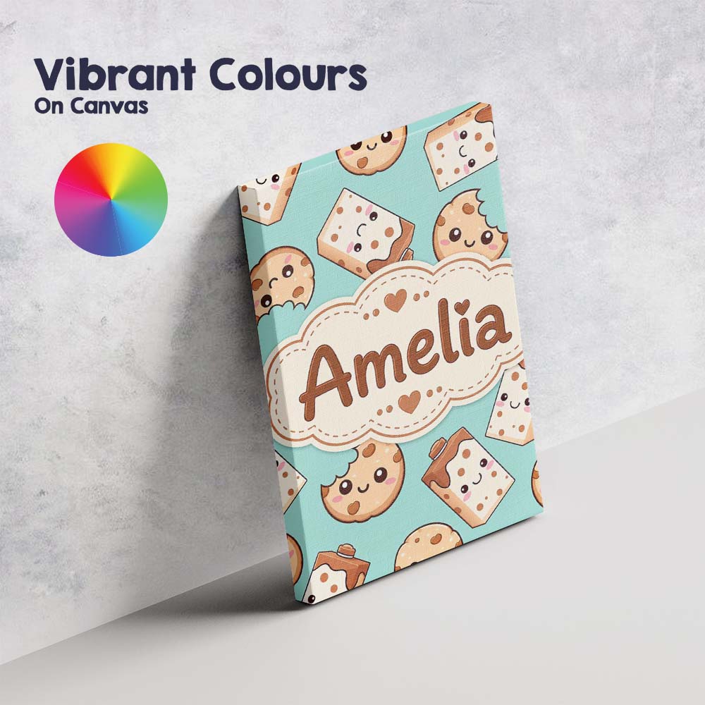 Personalised Name Cute Kawaii Cookies and Custom  Unique Gift Idea Elegant Feature Canvas Wall Art Print Decor Picture Ready to Hang