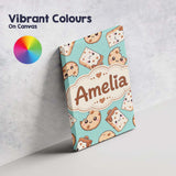 Personalised Name Cute Kawaii Cookies and Custom  Unique Gift Idea Elegant Feature Canvas Wall Art Print Decor Picture Ready to Hang