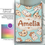 Cute Kawaii Cookies and Milk Cartons on Mint Background Seamless  Personalised Custom Name Super Soft Fleece Blanket Bed Sofa Throw