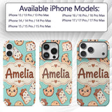 Cute Kawaii Cookies and Milk Cartons on Mint Custom Name Protective Phone Case Mobile Cover Durable Everyday Smartphone Shock Resistant