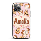 Cute Kawaii Cookies and Milk Cartons on Pink Custom Name Protective Phone Case Mobile Cover Durable Everyday Smartphone Shock Resistant