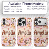 Cute Kawaii Cookies and Milk Cartons on Pink Custom Name Protective Phone Case Mobile Cover Durable Everyday Smartphone Shock Resistant