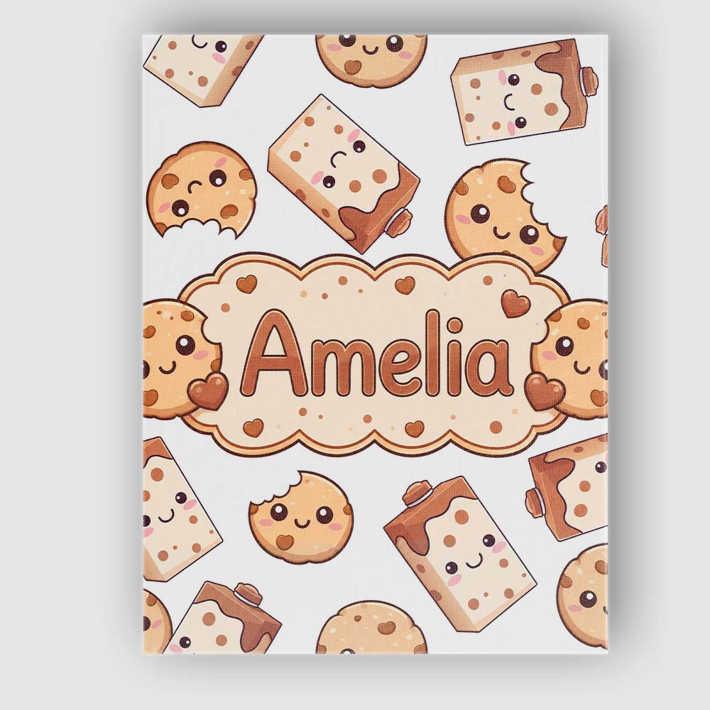 Personalised Name Cute Kawaii Cookies and Custom  Unique Gift Idea Elegant Feature Canvas Wall Art Print Decor Picture Ready to Hang