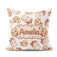 Custom Name Kawaii Cookies and Milk on White Background Seamless Square Filled Cushion Throw Pillow Sofa Bed Home Decor Zip Washable UK Made