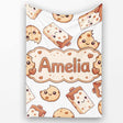 Cute Kawaii Cookies and Milk Cartons on White Background Seamless  Personalised Custom Name Super Soft Fleece Blanket Bed Sofa Throw