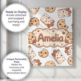 Personalised Name Cute Kawaii Cookies and Custom  Unique Gift Idea Elegant Feature Canvas Wall Art Print Decor Picture Ready to Hang
