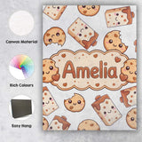 Personalised Name Cute Kawaii Cookies and Custom  Unique Gift Idea Elegant Feature Canvas Wall Art Print Decor Picture Ready to Hang