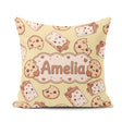Custom Name Kawaii Cookies and Milk on Beige Background Seamless Square Filled Cushion Throw Pillow Sofa Bed Home Decor Zip Washable UK Made
