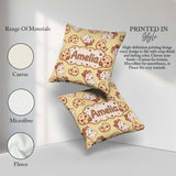 Custom Name Kawaii Cookies and Milk on Beige Background Seamless Square Filled Cushion Throw Pillow Sofa Bed Home Decor Zip Washable UK Made