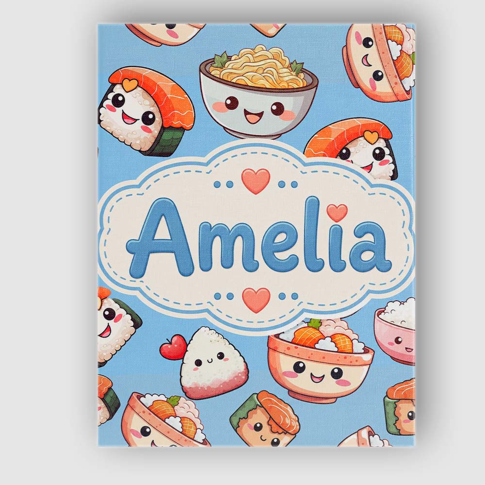Personalised Name Cute Kawaii Sushi Rice Custom  Unique Gift Idea Elegant Feature Canvas Wall Art Print Decor Picture Ready to Hang