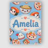 Personalised Name Cute Kawaii Sushi Rice Custom  Unique Gift Idea Elegant Feature Canvas Wall Art Print Decor Picture Ready to Hang
